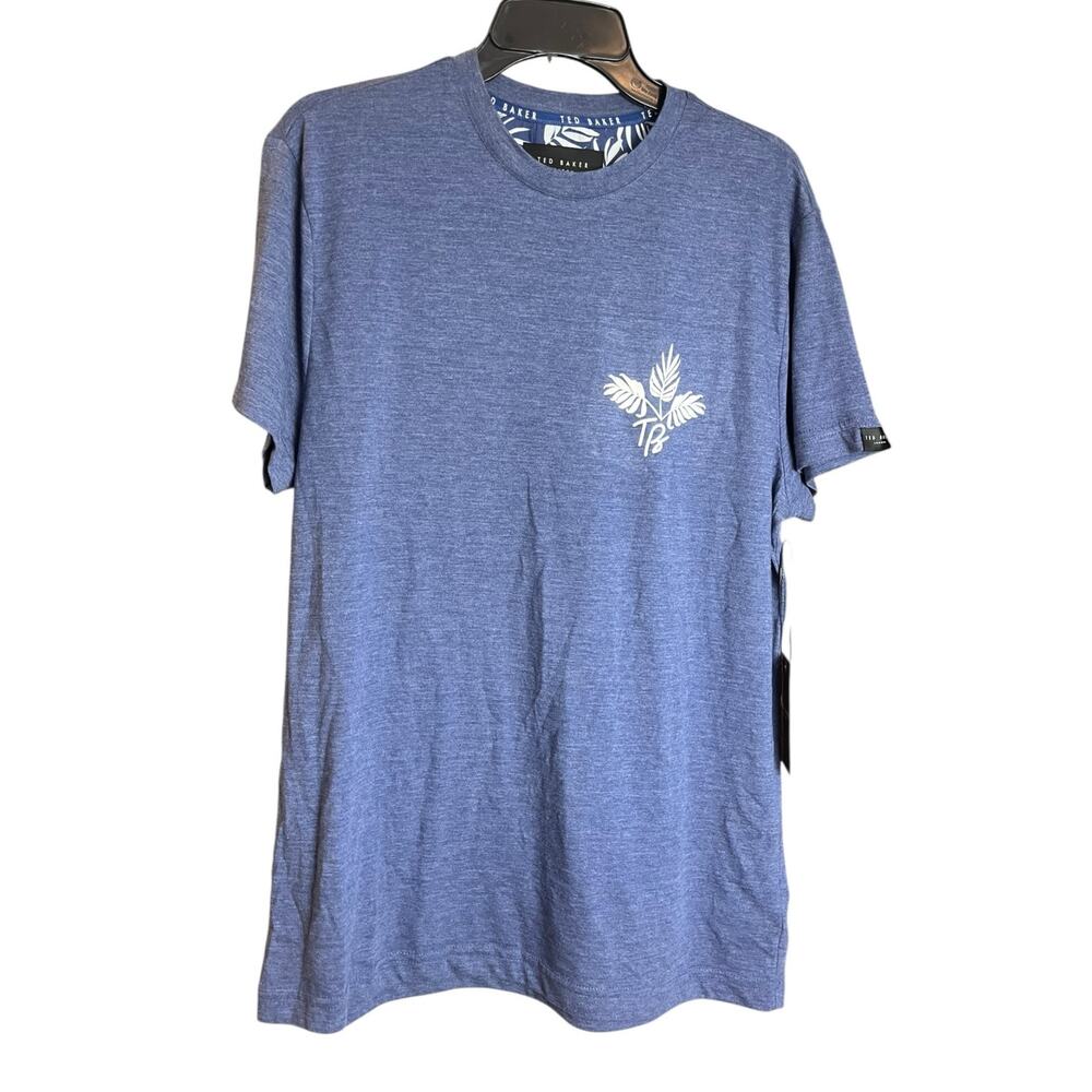 Ted Baker Lounge Tee Shirt | Mens M, Heather Blue w/ Palm Leaves  NEW